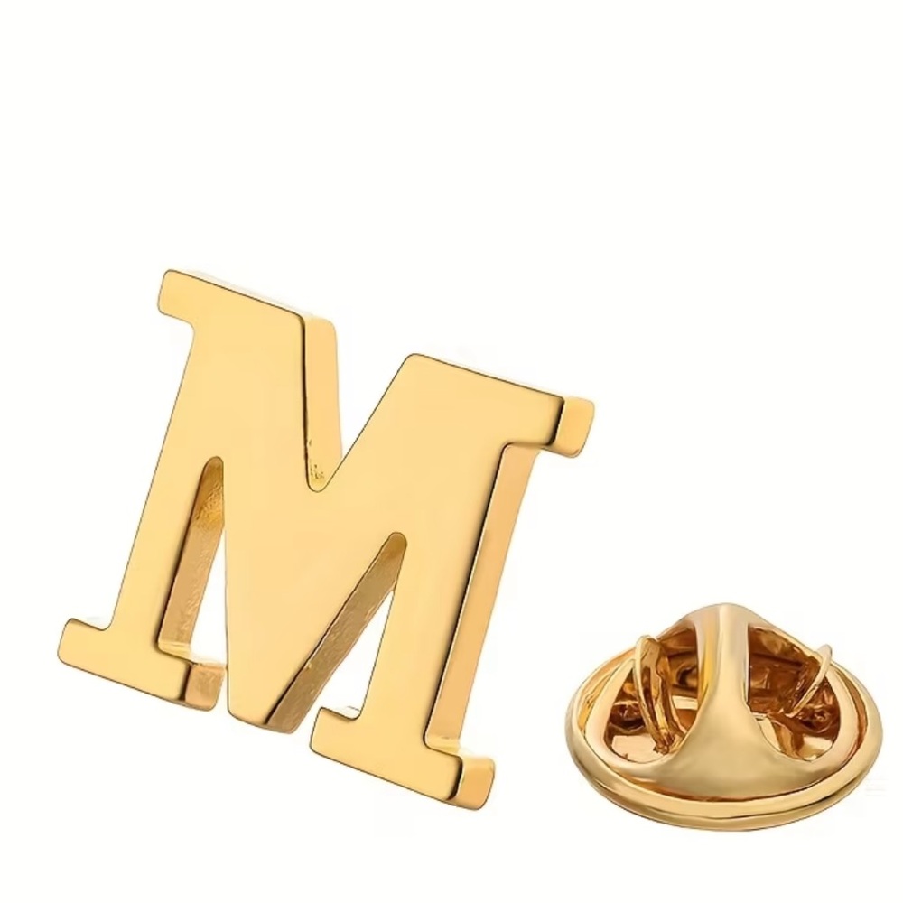 Gold Letter M Lapel Pin